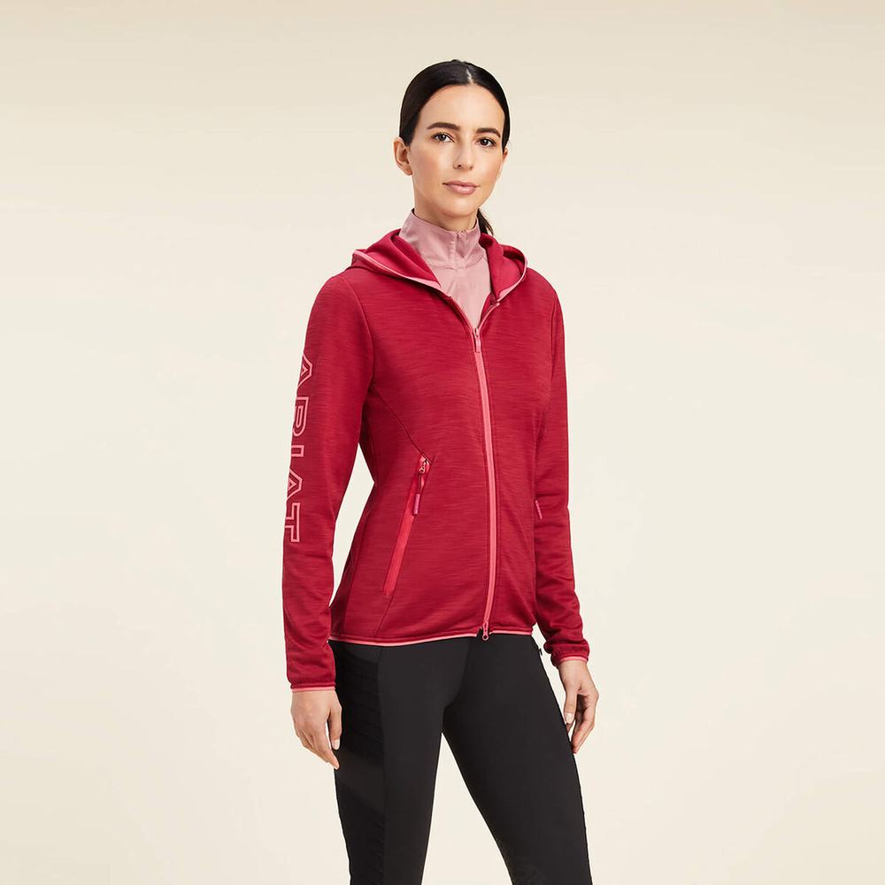 Dámské Mikiny S Kapucí Ariat Byron Full Zip Červené | UVIF-79846