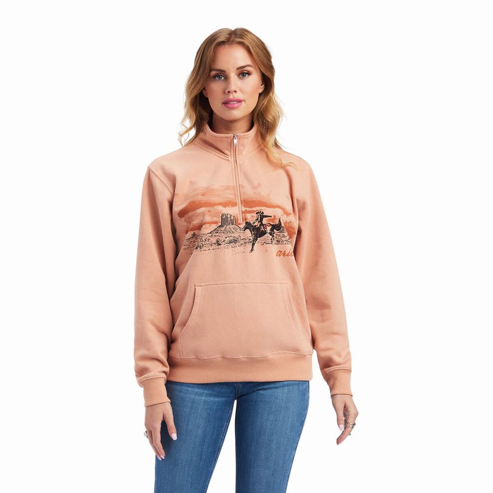 Dámské Mikiny S Kapucí Ariat REAL Scenic 1/2 Zip Viacfarebný | UWKE-30174