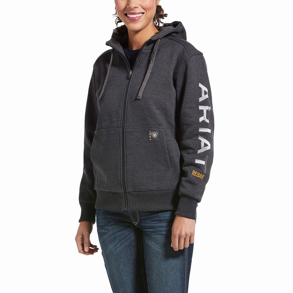 Dámské Mikiny S Kapucí Ariat Rebar All-Weather Full Zip Šedé | GPYS-84267