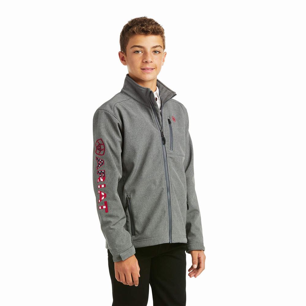 Dětské Bundy Ariat Logo 2.0 Softshell Šedé | OIYZ-60479