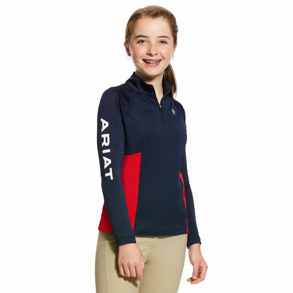 Dětské Jezdecké Kalhoty Ariat Sunstopper Team 2.0 1/4 Zip Tmavě Blankyt | IETC-51864
