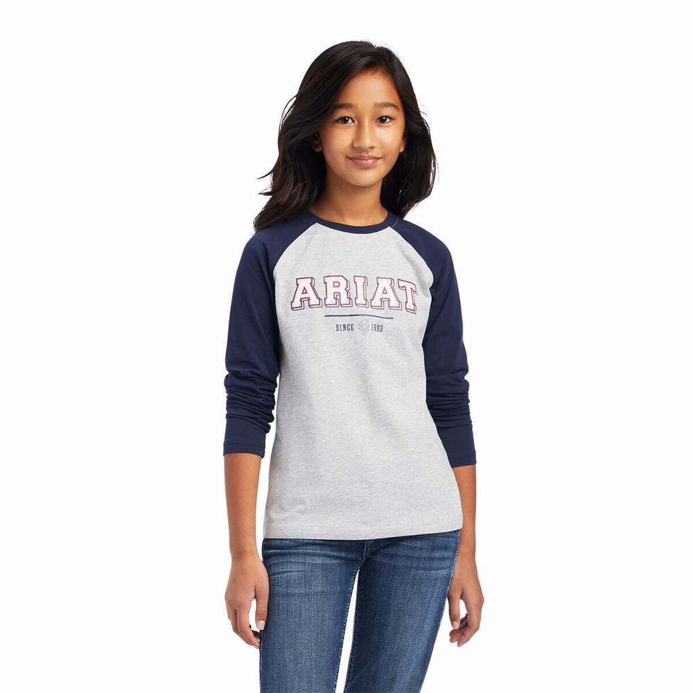 Dětské Polo Triko Ariat Varsity Tmavě Blankyt Šedé | XCFY-68529