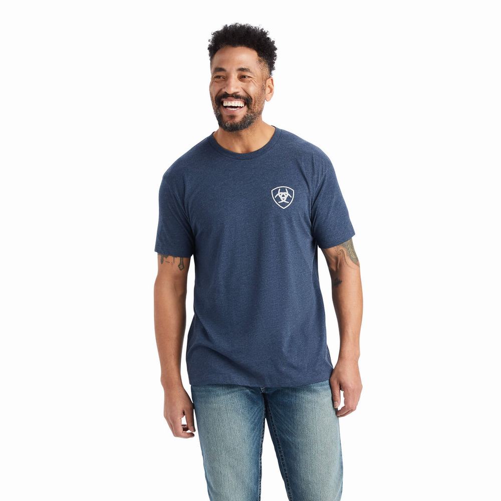 Pánské Polo Triko Ariat Lucky Horseshoe Tmavě Blankyt | SBMF-94016