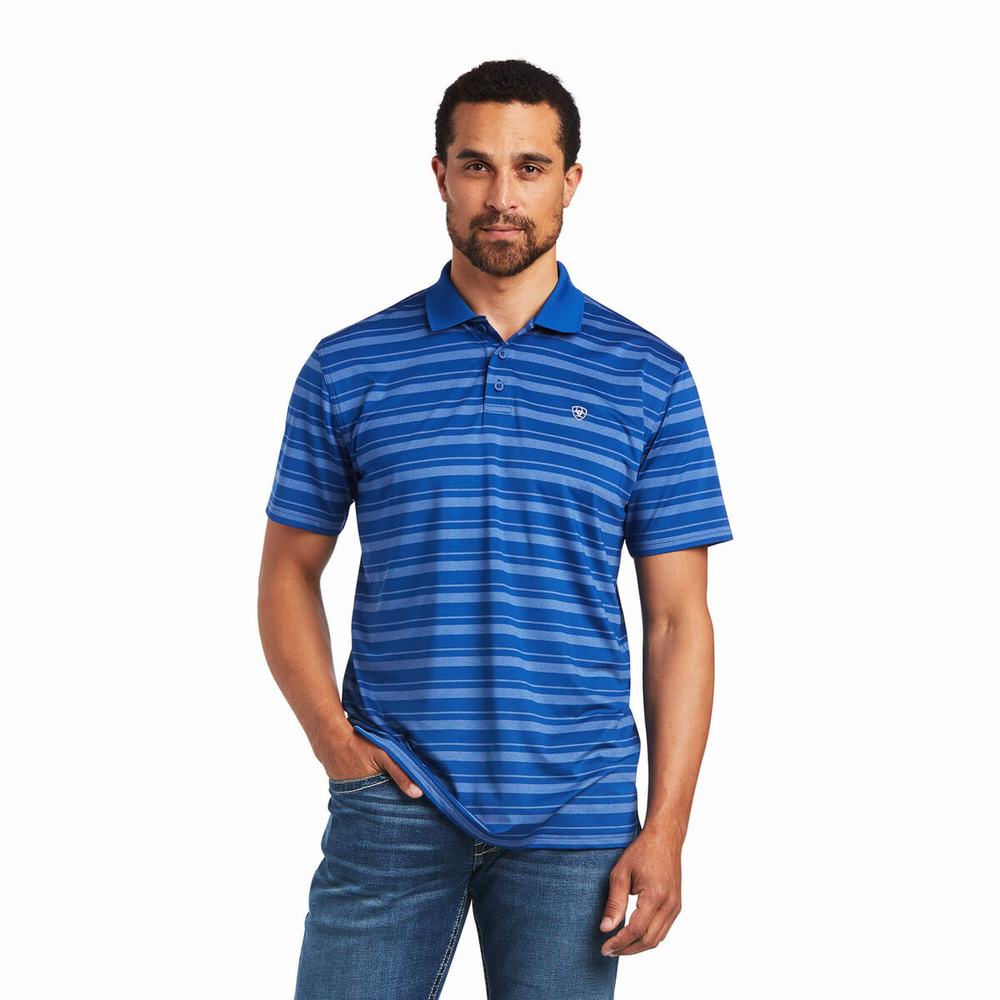 Pánské Polo Triko Ariat Ombre Stripe Ftd Blankyt | RZDV-74538